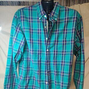 Land's End Shirt Men's LT 16-16 1/2 Plaid Traditional Fit Sail Rigger Oxford